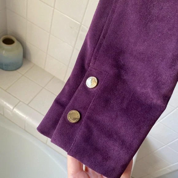 Calvin Klein Women's vegan Suede Plum Leather Jacket - Picture 7 of 7